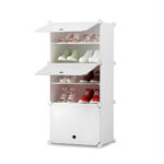 5 Tier White Shoe Rack Organizer Sneaker Storage Stackable Stand Cabinet Portable Wardrobe with Cover