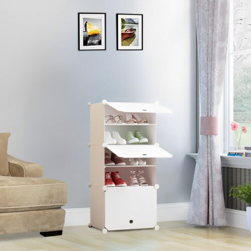 5 Tier White Shoe Rack Organizer Sneaker Storage Stackable Stand Cabinet Portable Wardrobe with Cover - Image 5