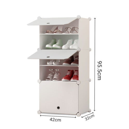 5 Tier White Shoe Rack Organizer Sneaker Storage Stackable Stand Cabinet Portable Wardrobe with Cover - Image 6