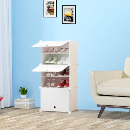 5 Tier White Shoe Rack Organizer Sneaker Storage Stackable Stand Cabinet Portable Wardrobe with Cover - Image 7