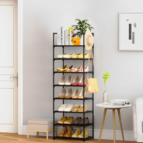 8 Tier Shoe Storage Shelf Space-Saving Caddy Rack Organiser with Handle - Image 3