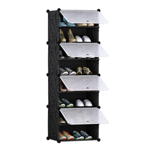8 Tier Shoe Rack Organizer Sneaker Storage Stackable Stand Cabinet Portable Wardrobe with Cover