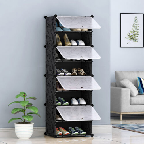 8 Tier Shoe Rack Organizer Sneaker Storage Stackable Stand Cabinet Portable Wardrobe with Cover - Image 6