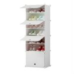 7 Tier White Shoe Rack Organizer Sneaker Storage Stackable Stand Cabinet Portable Wardrobe with Cover
