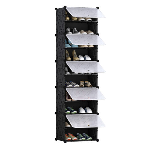 10 Tier Shoe Rack Organizer Sneaker Storage Stackable Stand Cabinet Portable Wardrobe with Cover