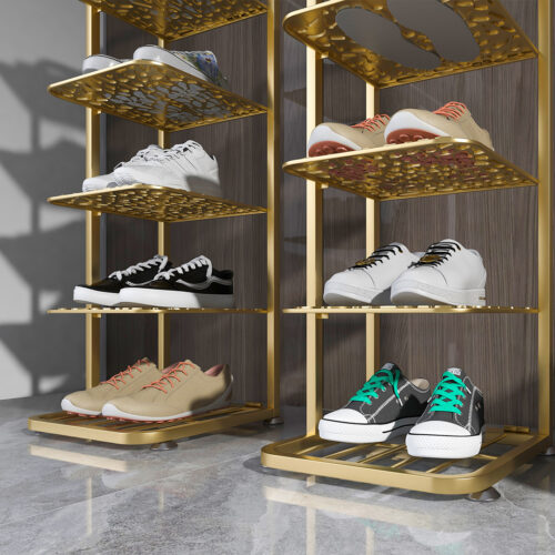 5 Tier Gold Plated Metal Shoe Organizer Space Saving Portable Storage Shelf - Image 2