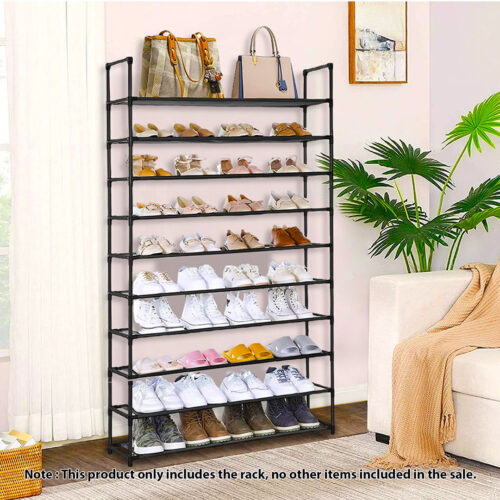 10 Tier Shoe Storage Shelf Space-Saving Caddy Rack Organiser with Handle - Image 2