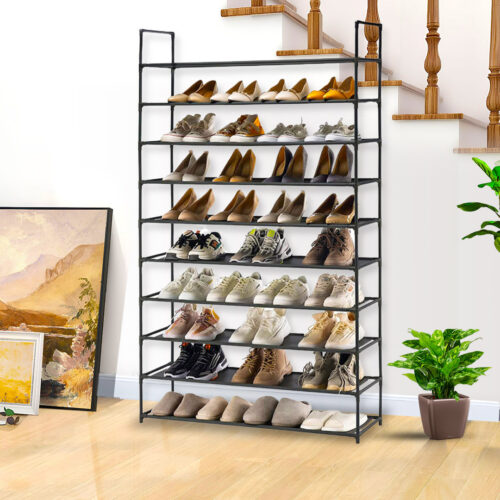 10 Tier Shoe Storage Shelf Space-Saving Caddy Rack Organiser with Handle - Image 4
