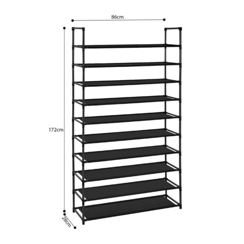 10 Tier Shoe Storage Shelf Space-Saving Caddy Rack Organiser with Handle - Image 5