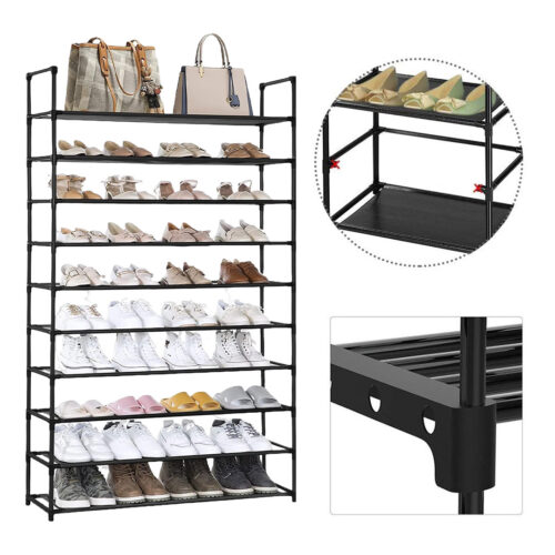 10 Tier Shoe Storage Shelf Space-Saving Caddy Rack Organiser with Handle - Image 6