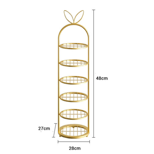 6 Tier Bunny Ears Shape Gold Plated Metal Shoe Organizer Space Saving Portable Storage Shelf - Image 3