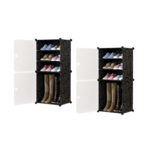 2x 4 Tier Shoe Rack Organizer Sneaker Storage Stackable Stand Cabinet Portable Wardrobe with Cover