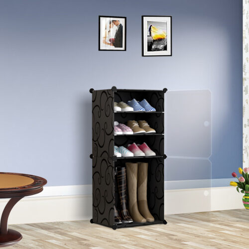 2x 4 Tier Shoe Rack Organizer Sneaker Storage Stackable Stand Cabinet Portable Wardrobe with Cover - Image 5