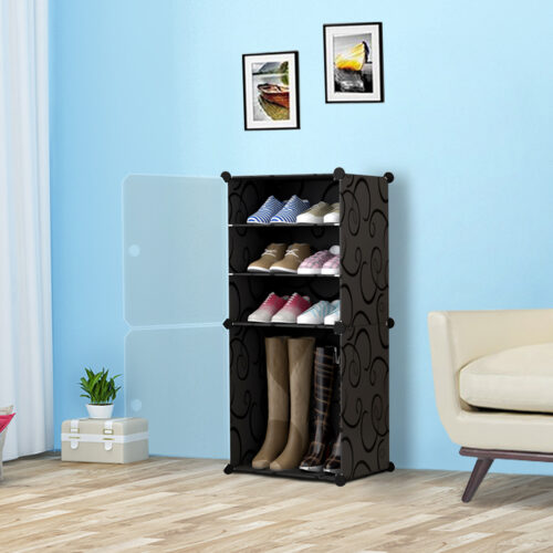2x 4 Tier Shoe Rack Organizer Sneaker Storage Stackable Stand Cabinet Portable Wardrobe with Cover - Image 6