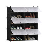 6 Tier 2 Column Shoe Rack Organizer Sneaker Storage Stackable Stand Cabinet Portable Wardrobe with Cover