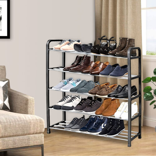 2x 71x21cm 5 Layer Shoes Slippers Organizer Rack Space Saving Shoe Storage Solution for Home Office - Image 5