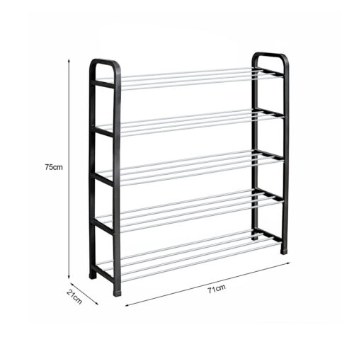 2x 71x21cm 5 Layer Shoes Slippers Organizer Rack Space Saving Shoe Storage Solution for Home Office - Image 6