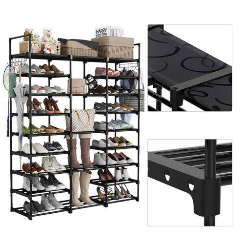 21-Shelf Tier Shoe Storage Shelf Space-Saving Caddy Rack Organiser with Handle - Image 7