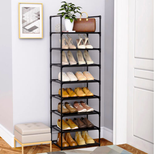2x 8 Tier Shoe Storage Shelf Space-Saving Caddy Rack Organiser with Handle - Image 4