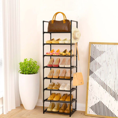 2x 8 Tier Shoe Storage Shelf Space-Saving Caddy Rack Organiser with Handle - Image 5