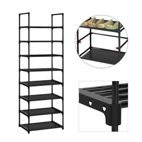2x 8 Tier Shoe Storage Shelf Space-Saving Caddy Rack Organiser with Handle - Image 7
