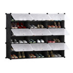 6 Tier 3 Column Shoe Rack Organizer Sneaker Storage Stackable Stand Cabinet Portable Wardrobe with Cover
