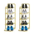 2x 5 Tier Gold Plated Metal Shoe Organizer Space Saving Portable Storage Shelf