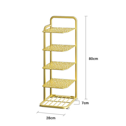 2x 5 Tier Gold Plated Metal Shoe Organizer Space Saving Portable Storage Shelf - Image 3
