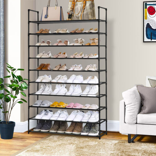 2x 10 Tier Shoe Storage Shelf Space-Saving Caddy Rack Organiser with Handle - Image 3