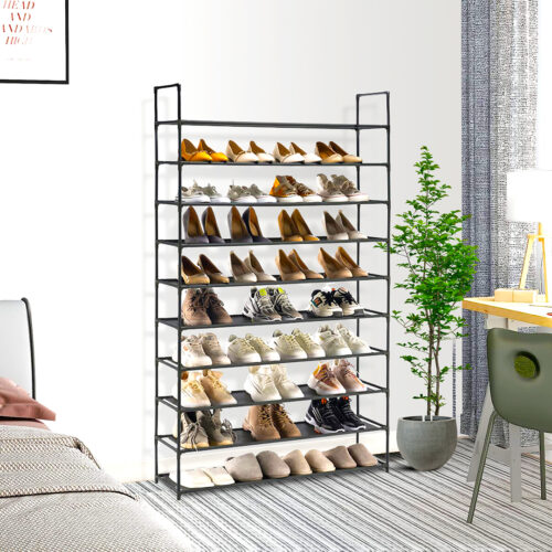 2x 10 Tier Shoe Storage Shelf Space-Saving Caddy Rack Organiser with Handle - Image 5