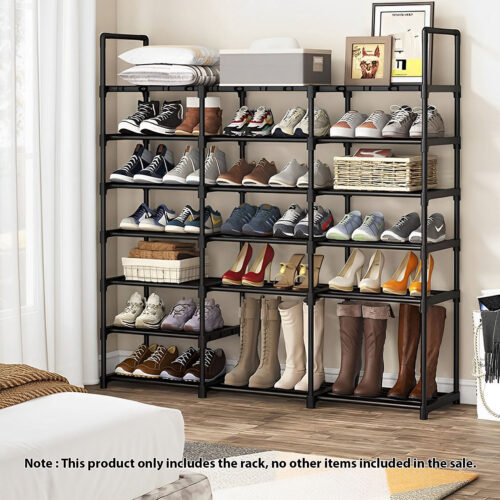 2x 19-Shelf Tier Shoe Storage Shelf Space-Saving Caddy Rack Organiser with Handle - Image 2