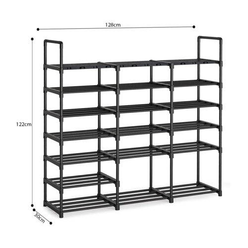 2x 19-Shelf Tier Shoe Storage Shelf Space-Saving Caddy Rack Organiser with Handle - Image 5