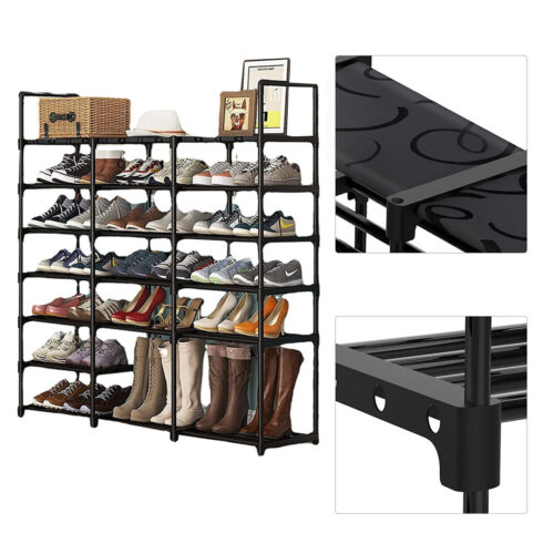 2x 19-Shelf Tier Shoe Storage Shelf Space-Saving Caddy Rack Organiser with Handle - Image 6