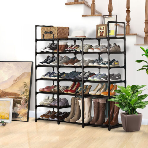 2x 19-Shelf Tier Shoe Storage Shelf Space-Saving Caddy Rack Organiser with Handle - Image 8