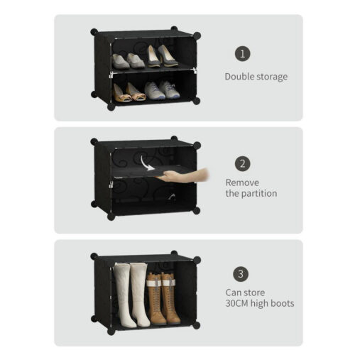 10 Tier 3 Column Shoe Rack Organizer Sneaker Storage Stackable Stand Cabinet Portable Wardrobe with Cover - Image 5