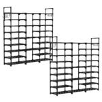 2x 21-Shelf Tier Shoe Storage Shelf Space-Saving Caddy Rack Organiser with Handle