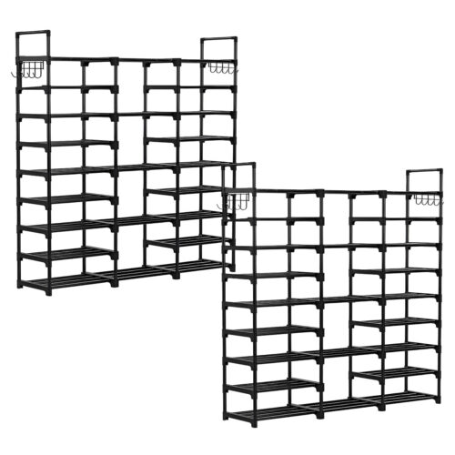 2x 21-Shelf Tier Shoe Storage Shelf Space-Saving Caddy Rack Organiser with Handle