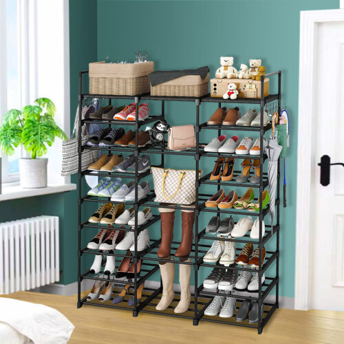 2x 21-Shelf Tier Shoe Storage Shelf Space-Saving Caddy Rack Organiser with Handle - Image 5