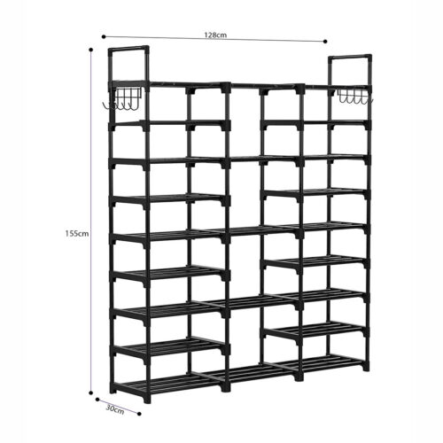 2x 21-Shelf Tier Shoe Storage Shelf Space-Saving Caddy Rack Organiser with Handle - Image 6