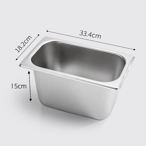 4x Gastronorm GN Pan Full Size 1/3 GN Pan 15cm Deep Stainless Steel Tray - Image 2