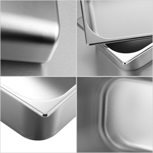 4x Gastronorm GN Pan Full Size 1/3 GN Pan 15cm Deep Stainless Steel Tray - Image 3