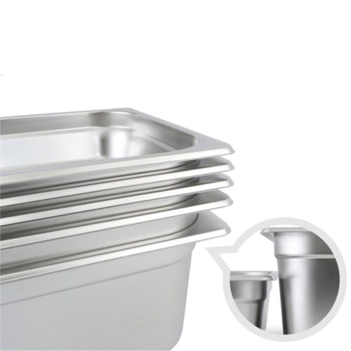 4x Gastronorm GN Pan Full Size 1/3 GN Pan 15cm Deep Stainless Steel Tray - Image 4
