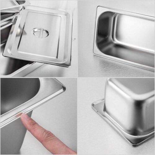 4x Gastronorm GN Pan Full Size 1/3 GN Pan 15cm Deep Stainless Steel Tray - Image 5