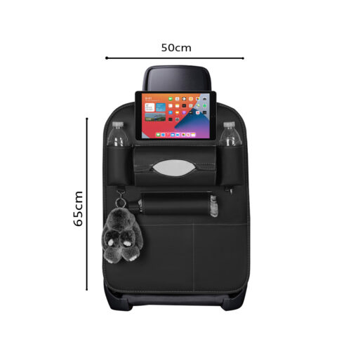 PVC Leather Car Back Seat Storage Bag Multi-Pocket Organizer Backseat iPad Mini Holder Black - Image 2