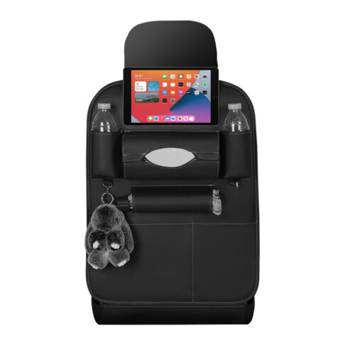 PVC Leather Car Back Seat Storage Bag Multi-Pocket Organizer Backseat iPad Mini Holder Black - Image 3