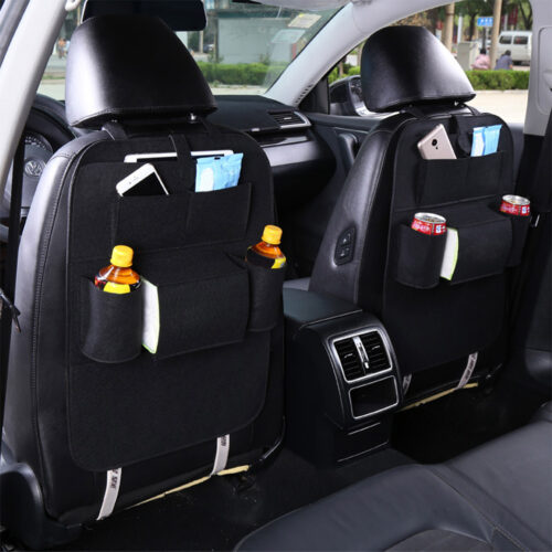 PVC Leather Car Back Seat Storage Bag Multi-Pocket Organizer Backseat iPad Mini Holder Black - Image 4