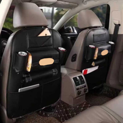 PVC Leather Car Back Seat Storage Bag Multi-Pocket Organizer Backseat iPad Mini Holder Black - Image 6