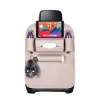 PVC Leather Car Back Seat Storage Bag Multi-Pocket Organizer Backseat iPad Mini Holder White
