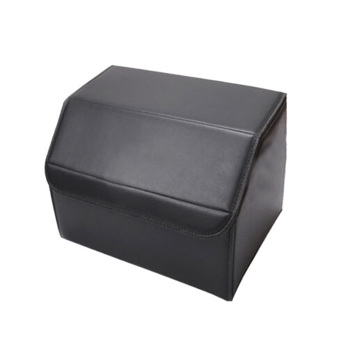Leather Car Boot Collapsible Folding Cargo Organizer Portable Storage Box Black Small - Image 3