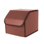 Leather Car Boot Collapsible Folding Cargo Organizer Portable Storage Box Coffee Small